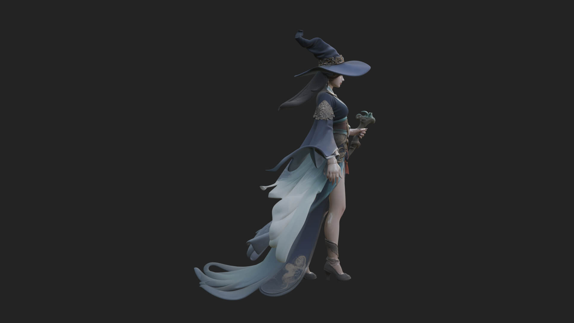 Witch Hat Sorcerer Statue Design 24 3D Print Model 3D Model