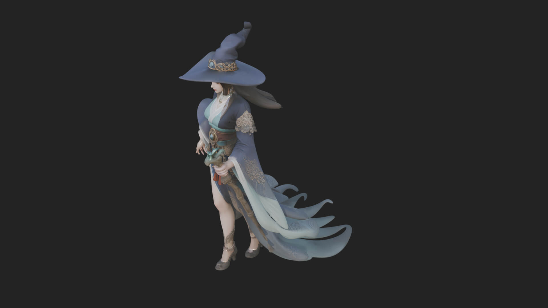 Witch Hat Sorcerer Statue Design 24 3D Print Model 3D Model