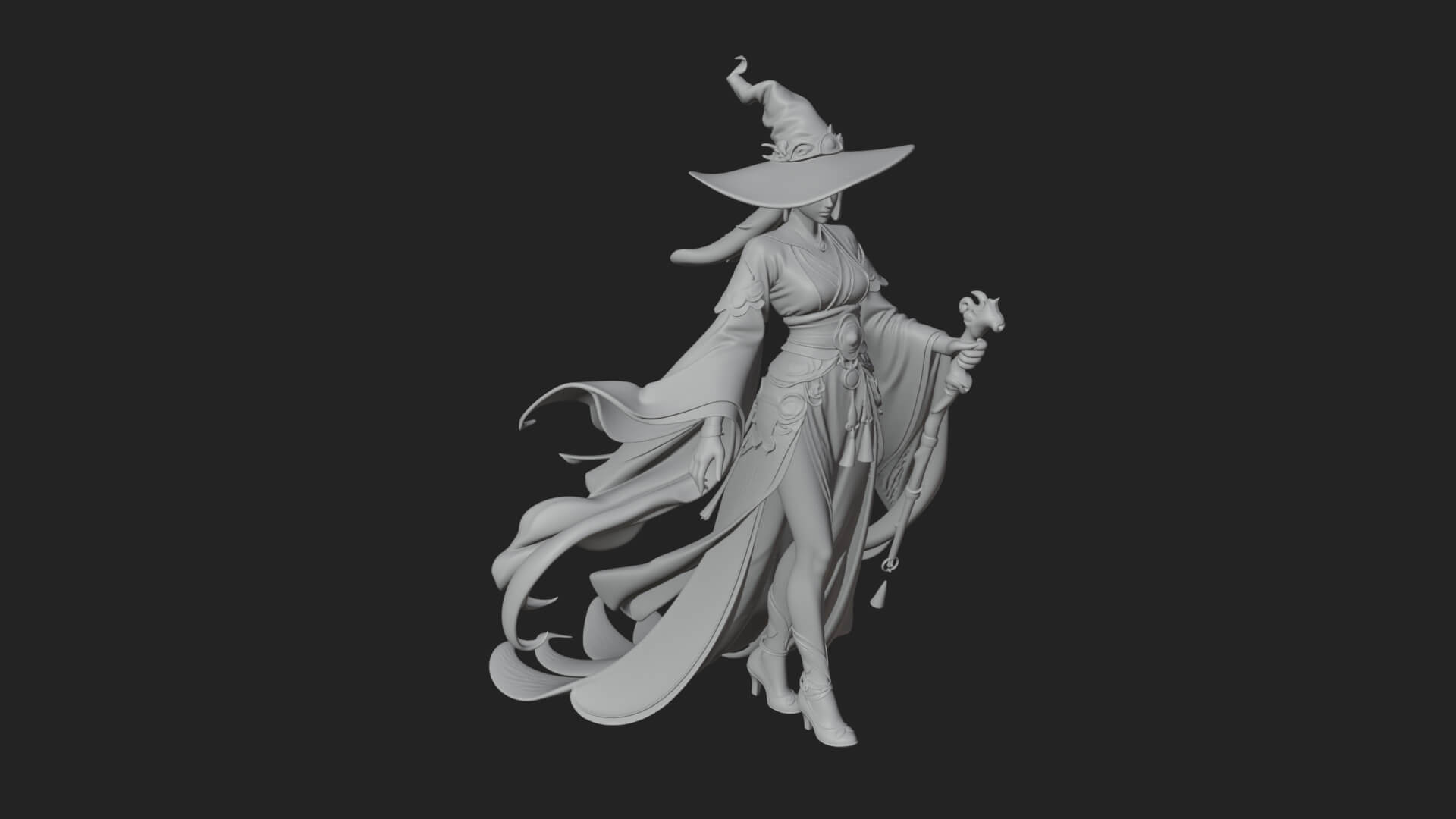 Witch Hat Sorcerer Statue Design 24 3D Print Model 3D Model