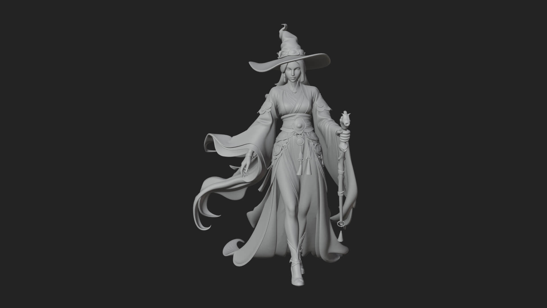 Witch Hat Sorcerer Statue Design 24 3D Print Model 3D Model
