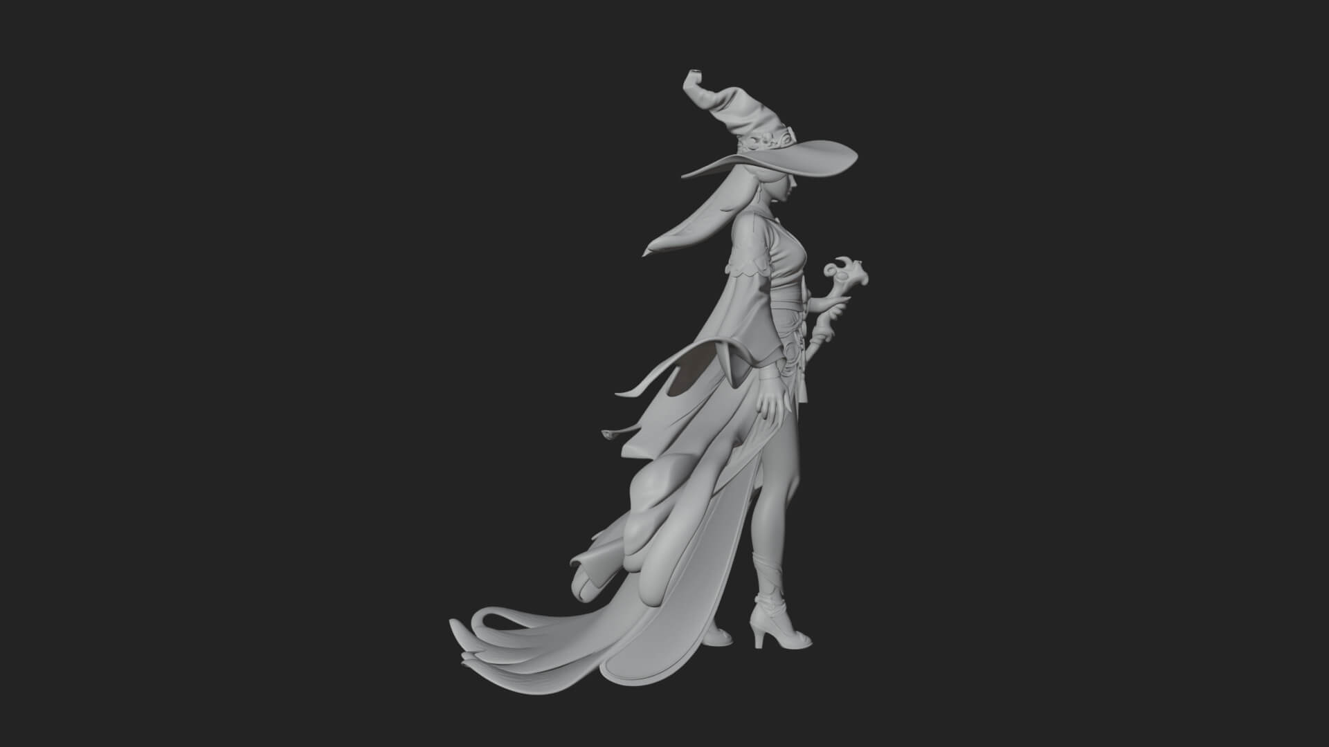 Witch Hat Sorcerer Statue Design 24 3D Print Model 3D Model