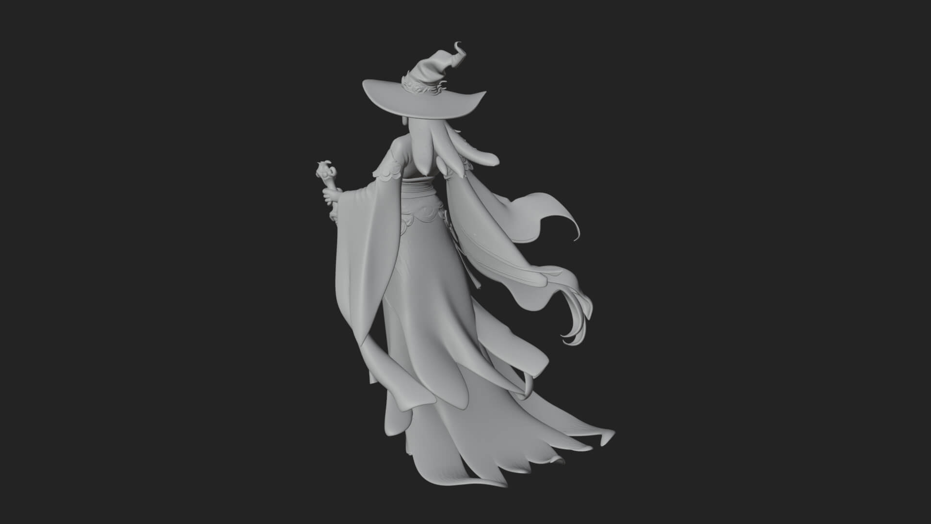Witch Hat Sorcerer Statue Design 24 3D Print Model 3D Model