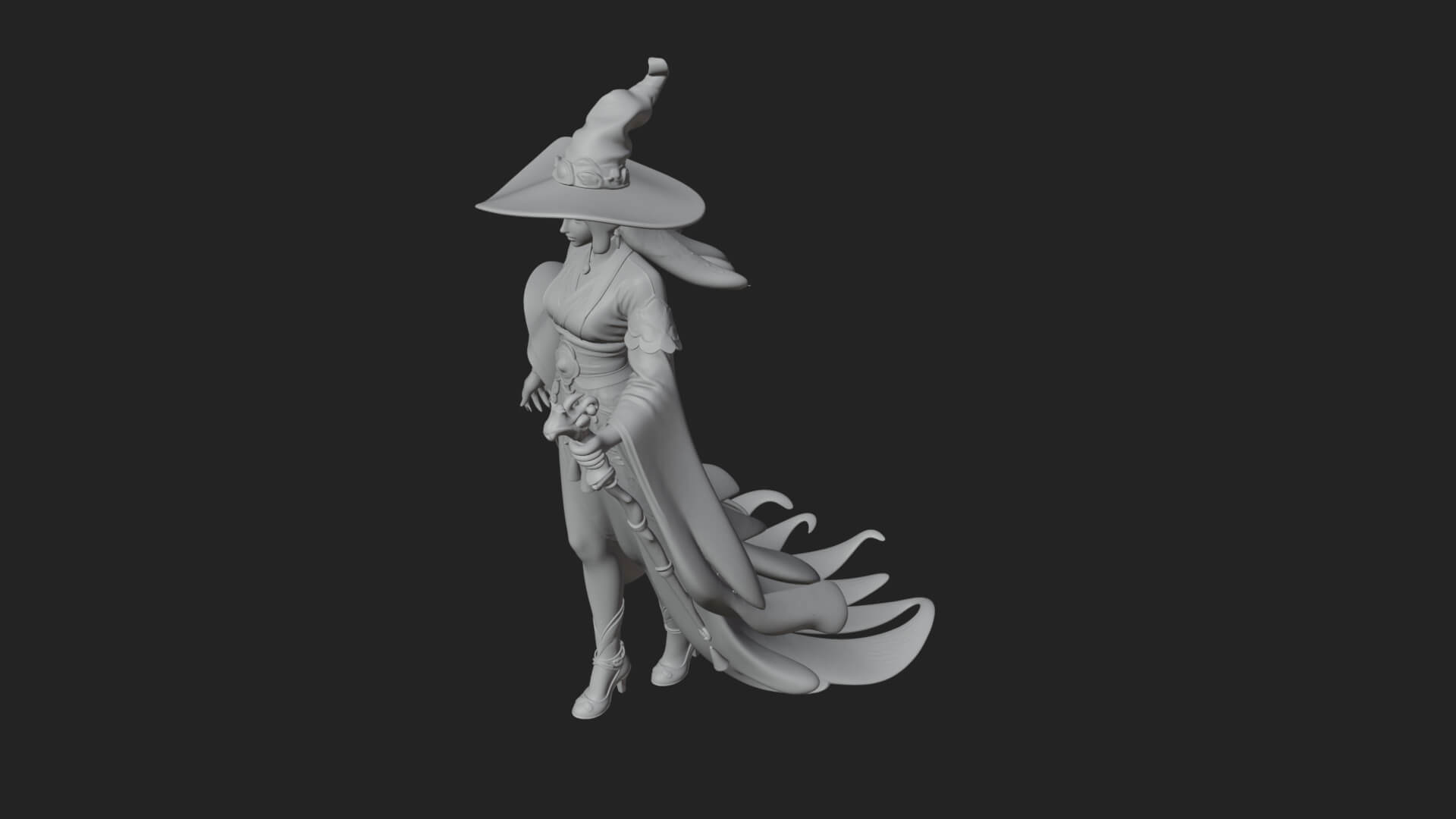 Witch Hat Sorcerer Statue Design 24 3D Print Model 3D Model