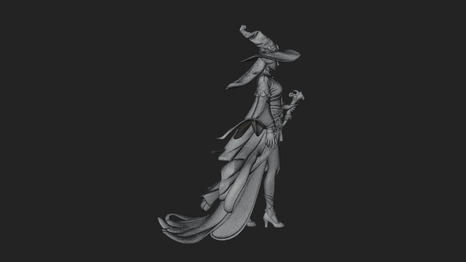 Witch Hat Sorcerer Statue Design 24 3D Print Model 3D Model