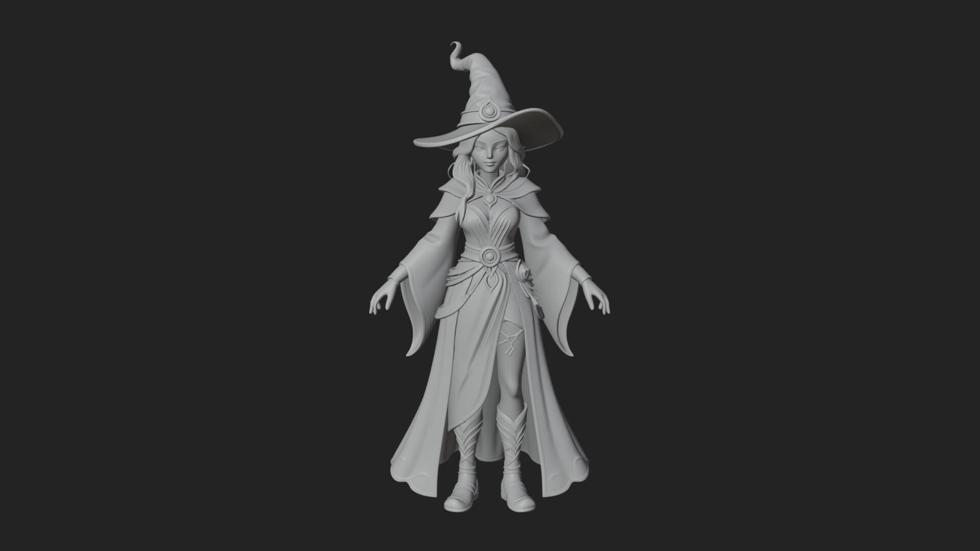 Witch Hat Sorcerer Statue Design 25 3D Print Model 3D Model