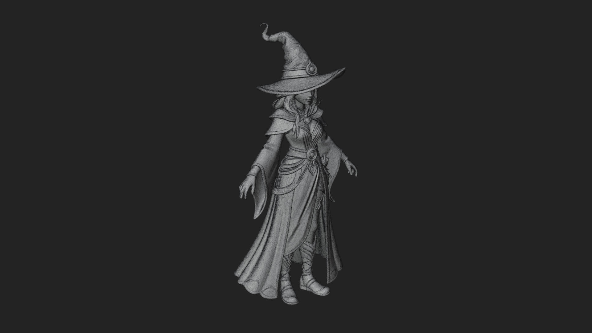 Witch Hat Sorcerer Statue Design 25 3D Print Model 3D Model