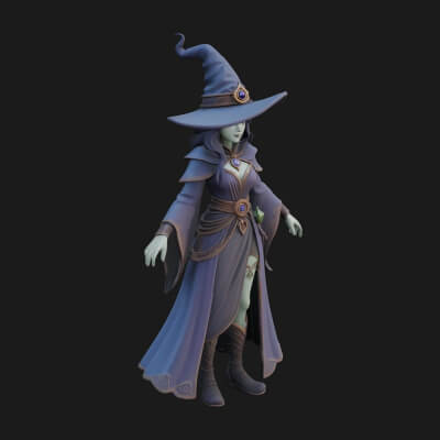 Witch Hat Sorcerer Statue Design 25 3D Print Model