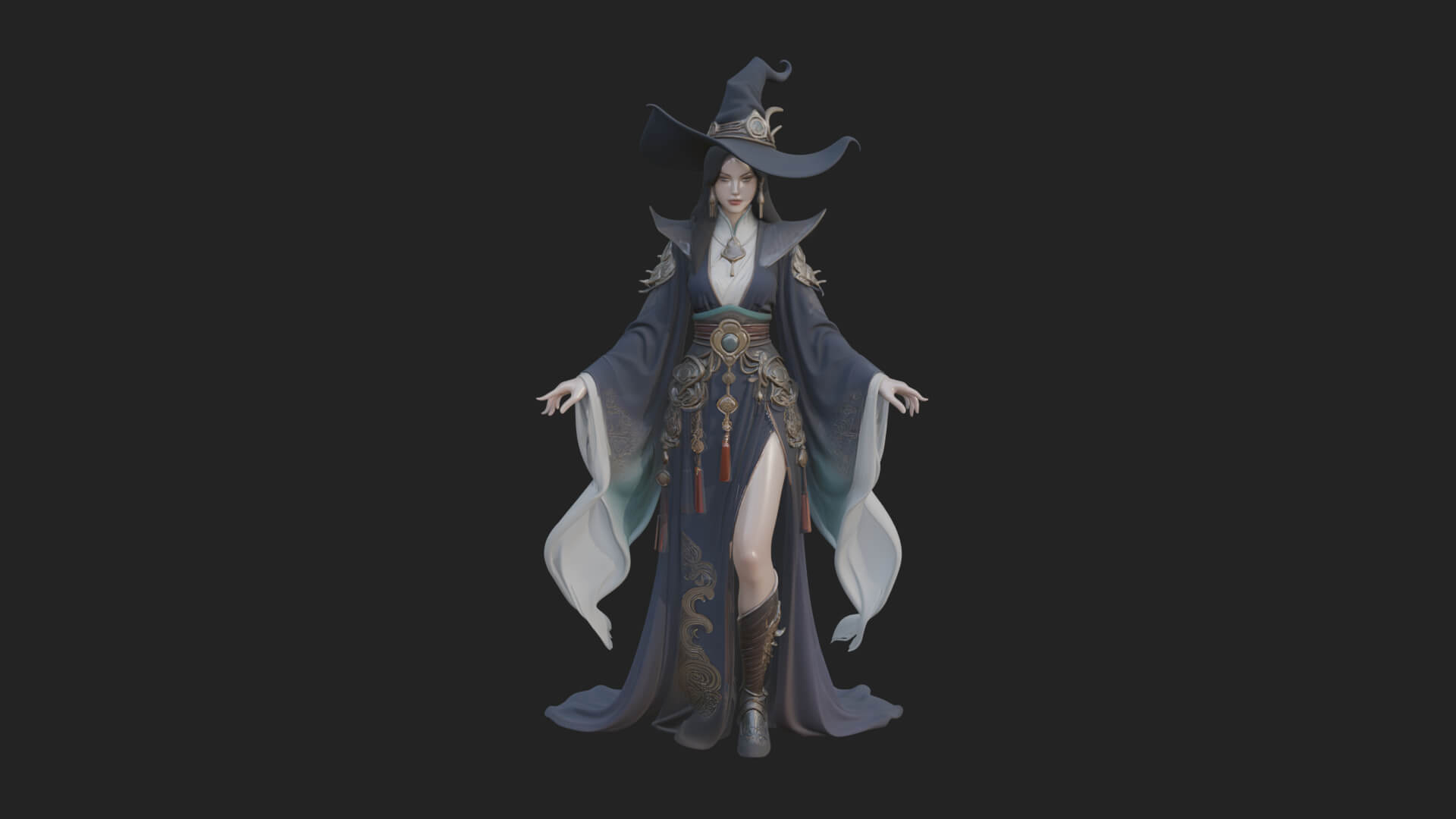 Witch Hat Sorcerer Statue Design 26 3D Print Model 3D Model