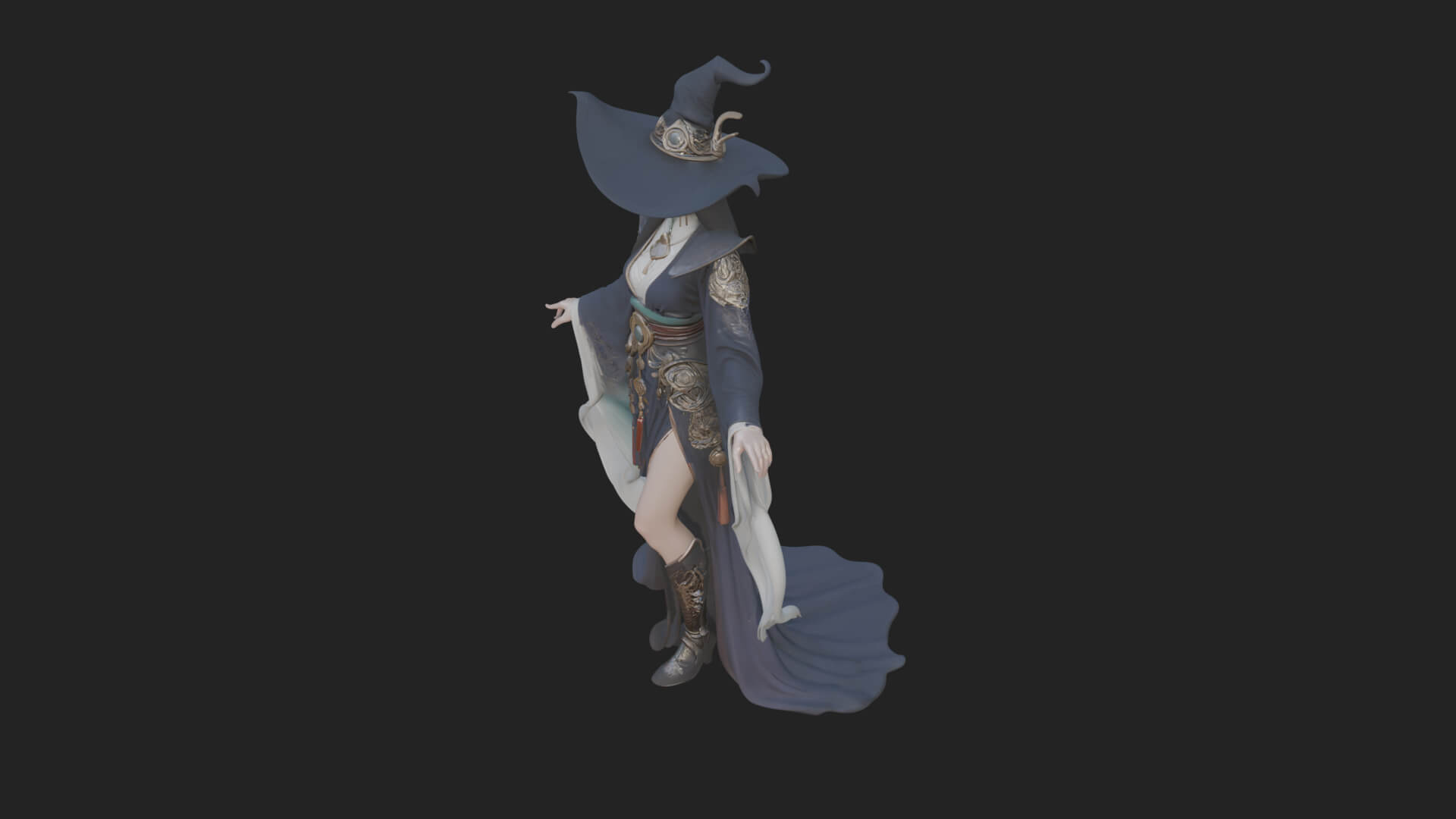 Witch Hat Sorcerer Statue Design 26 3D Print Model 3D Model