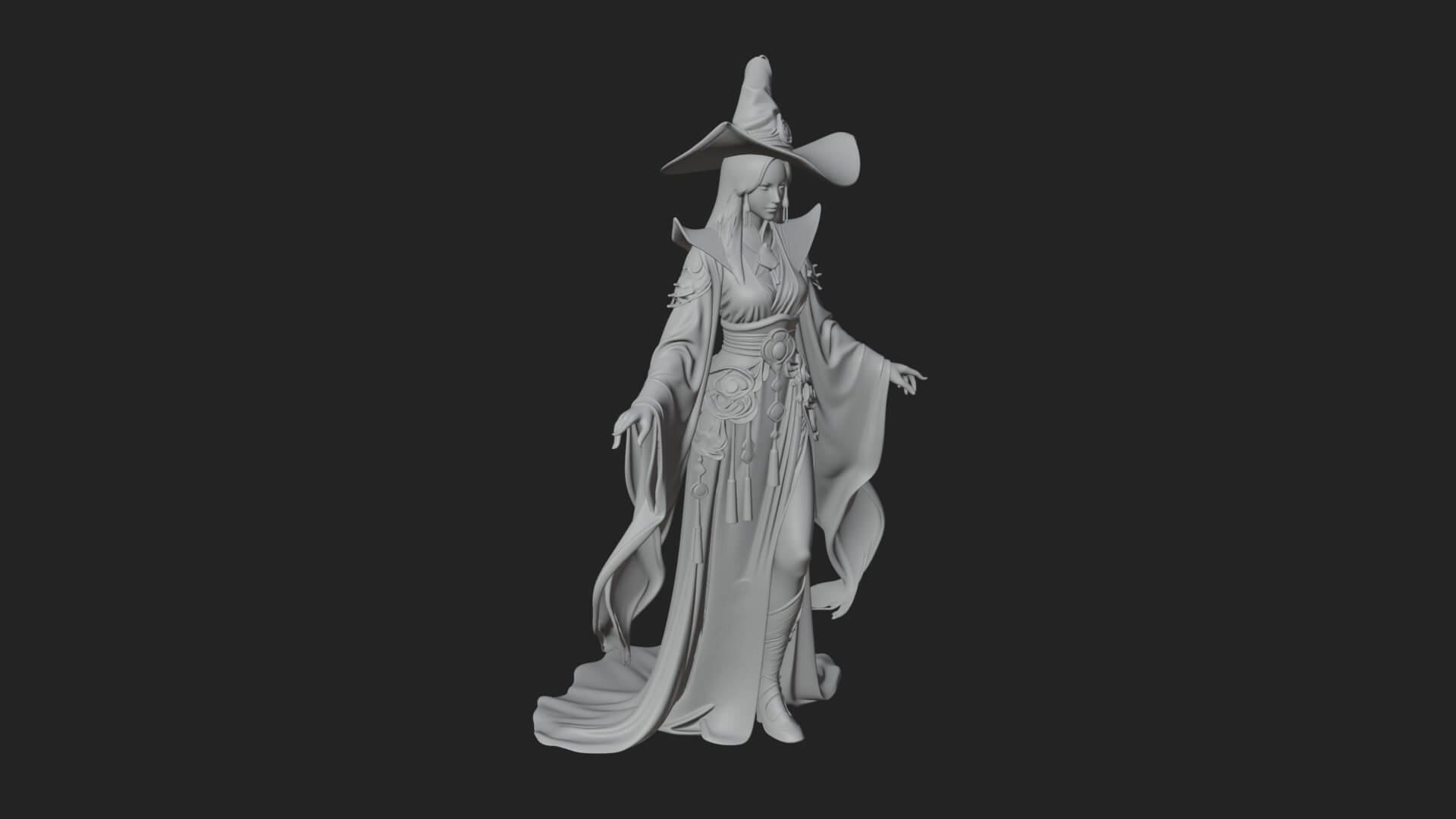 Witch Hat Sorcerer Statue Design 26 3D Print Model 3D Model