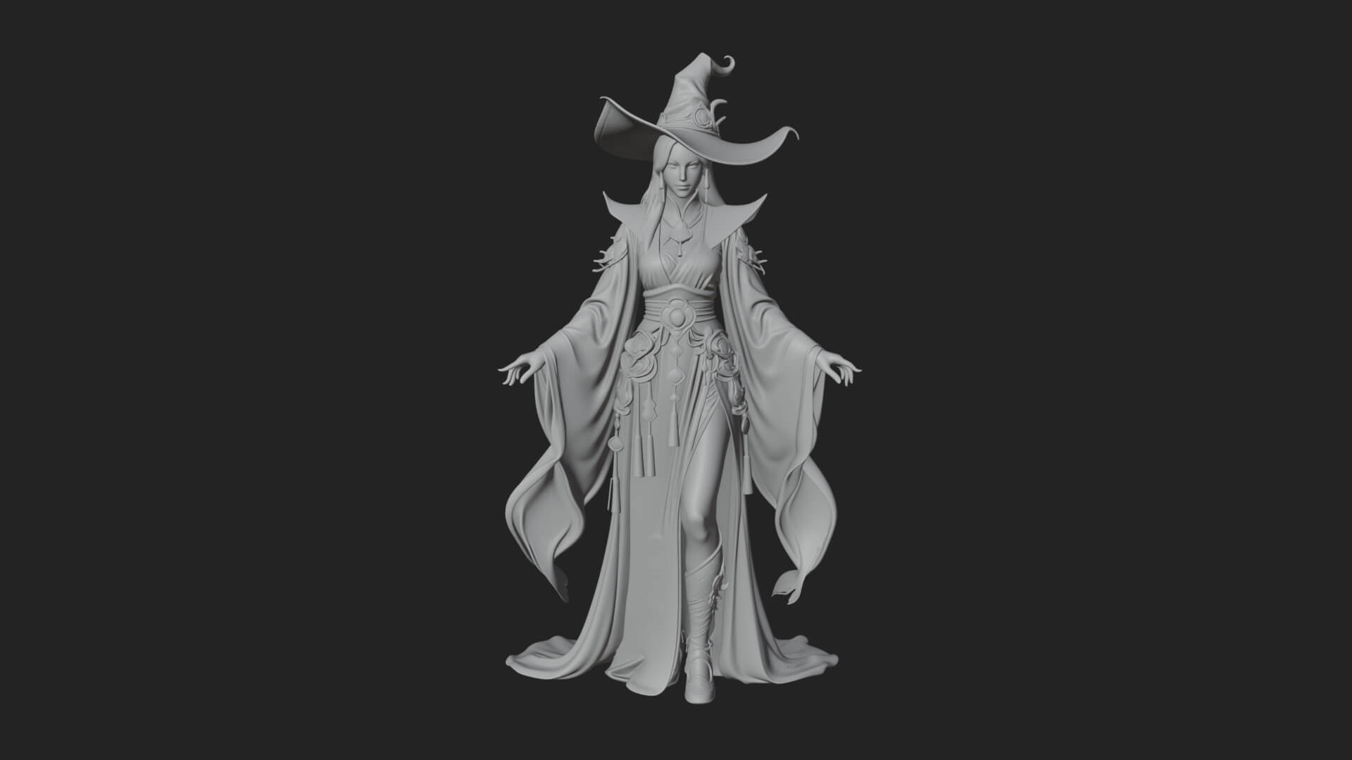 Witch Hat Sorcerer Statue Design 26 3D Print Model 3D Model