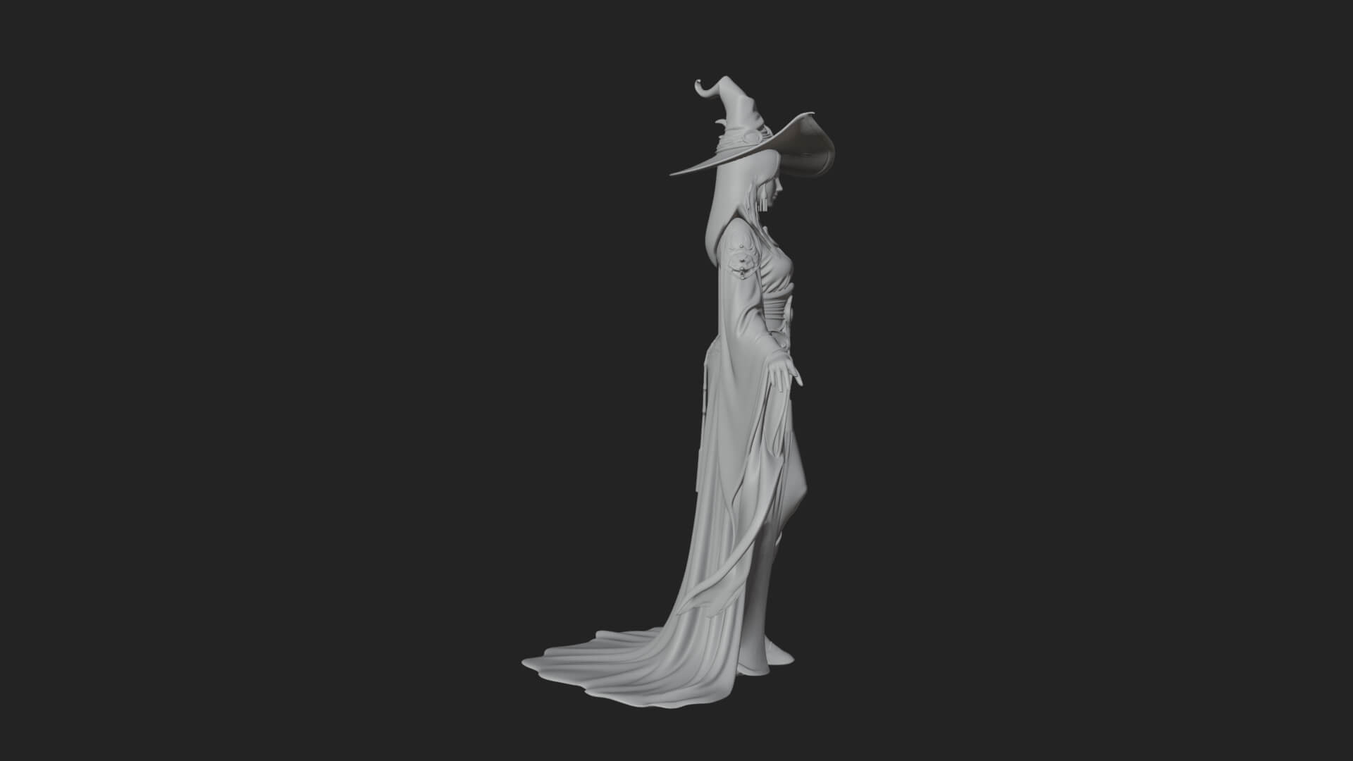 Witch Hat Sorcerer Statue Design 26 3D Print Model 3D Model