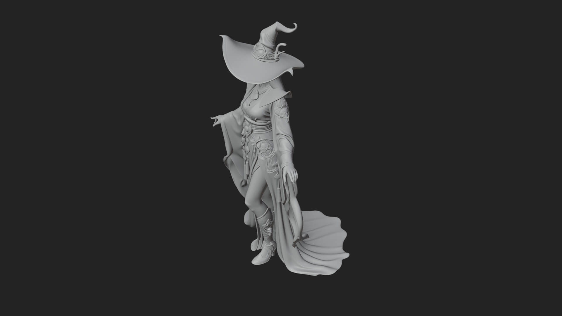 Witch Hat Sorcerer Statue Design 26 3D Print Model 3D Model