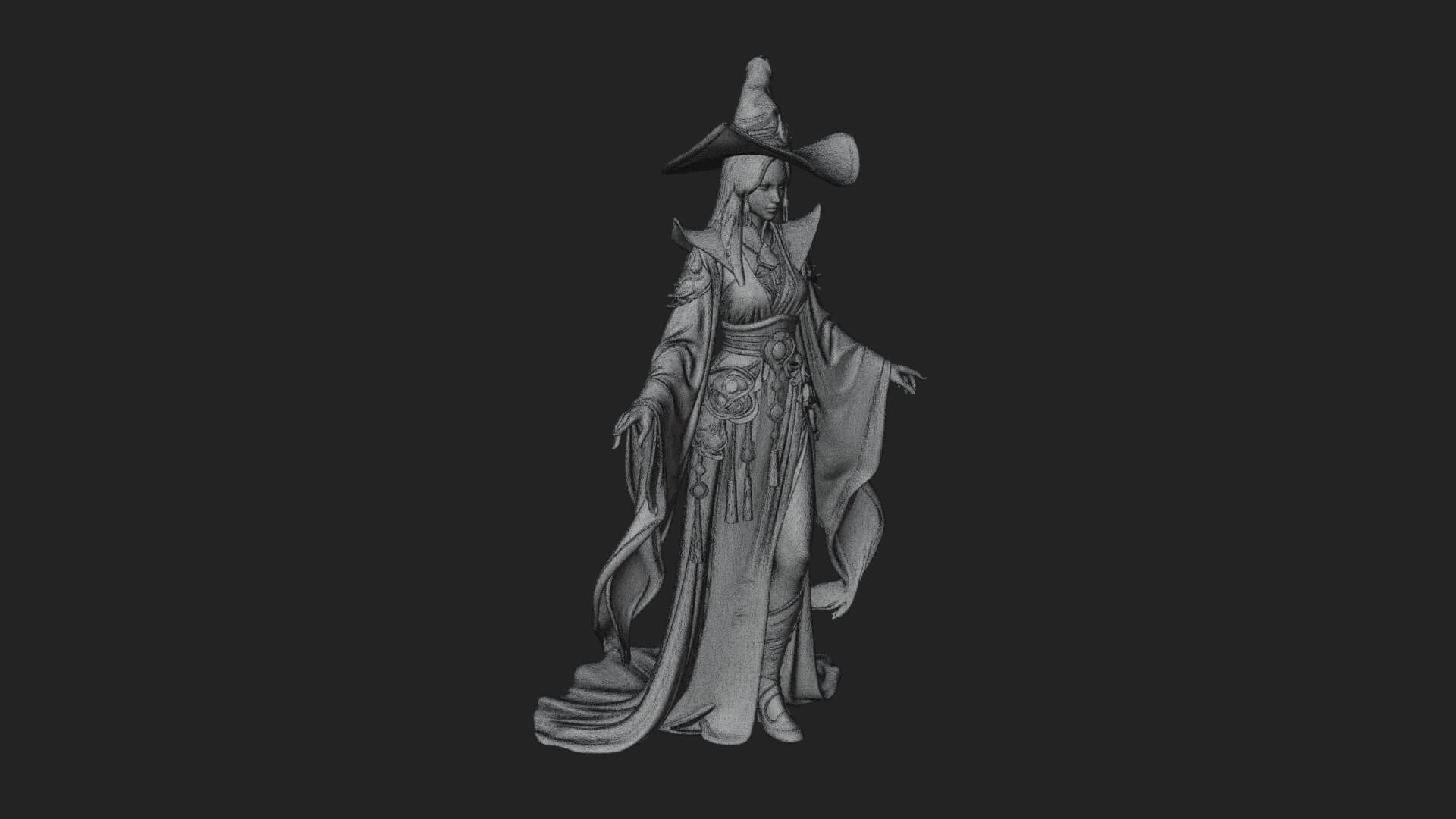 Witch Hat Sorcerer Statue Design 26 3D Print Model 3D Model