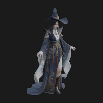 Witch Hat Sorcerer Statue Design 26 3D Print Model