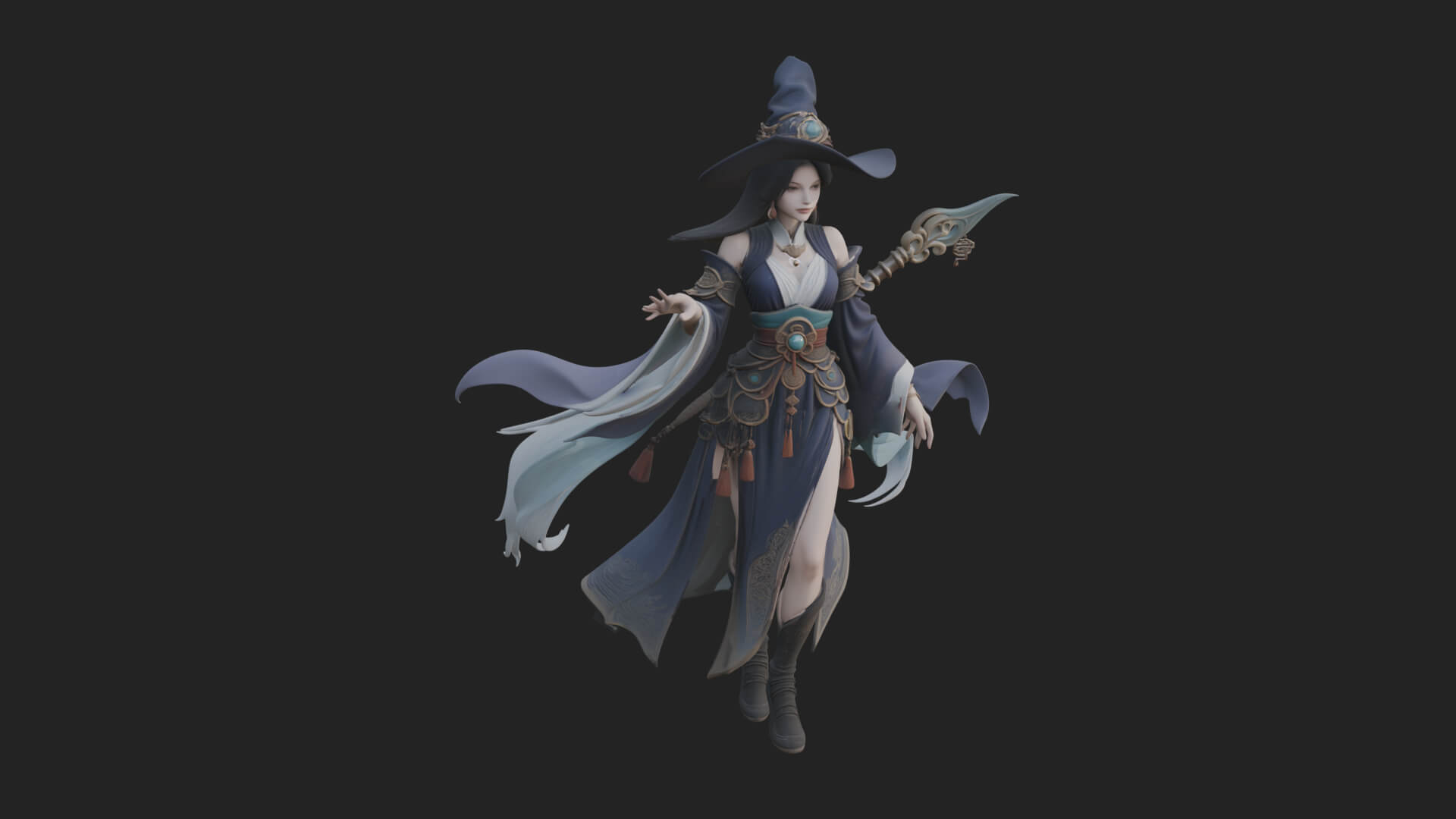 Witch Hat Sorcerer Statue Design 27 3D Print Model 3D Model