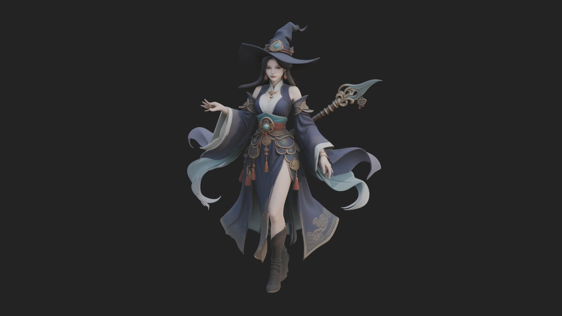 Witch Hat Sorcerer Statue Design 27 3D Print Model 3D Model