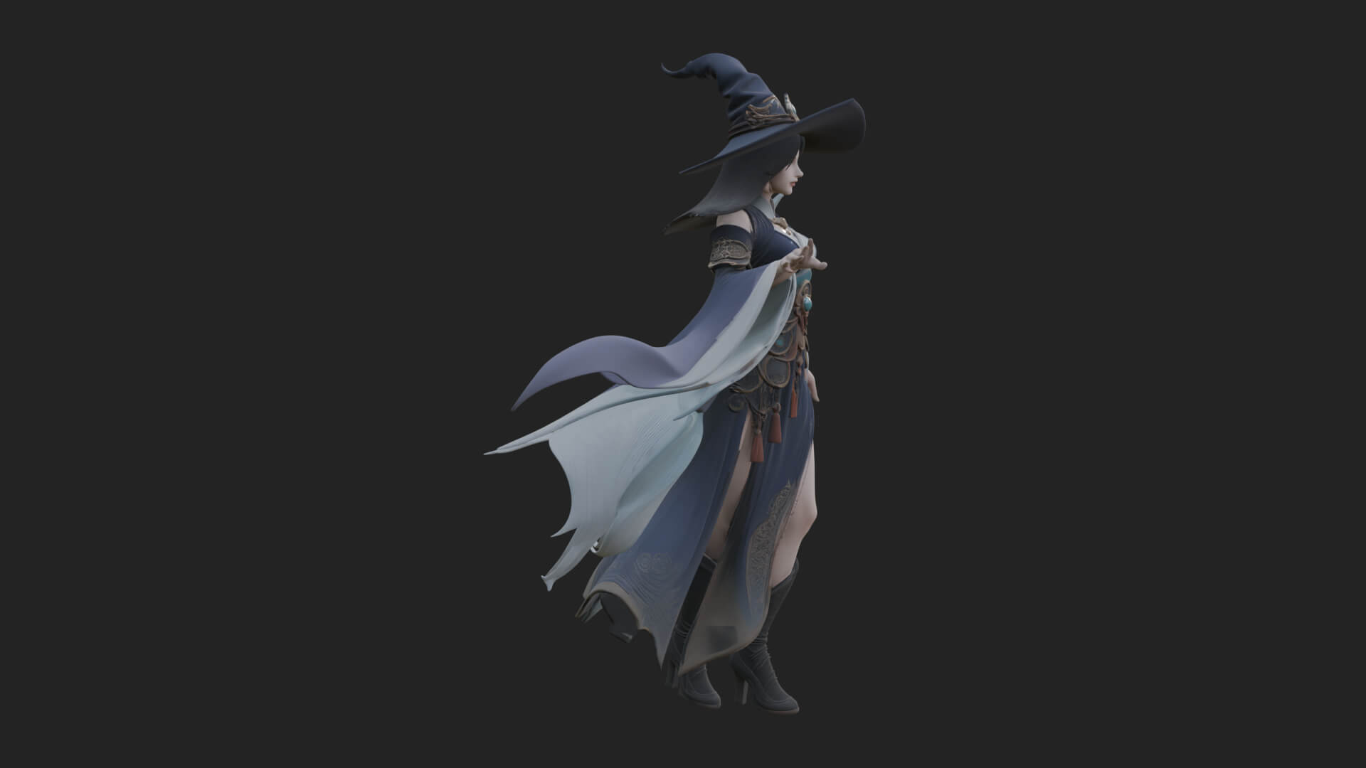 Witch Hat Sorcerer Statue Design 27 3D Print Model 3D Model