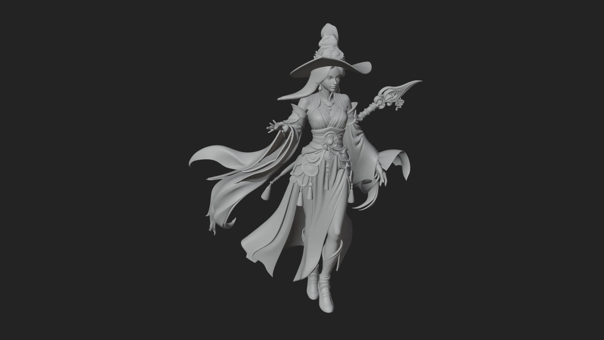 Witch Hat Sorcerer Statue Design 27 3D Print Model 3D Model