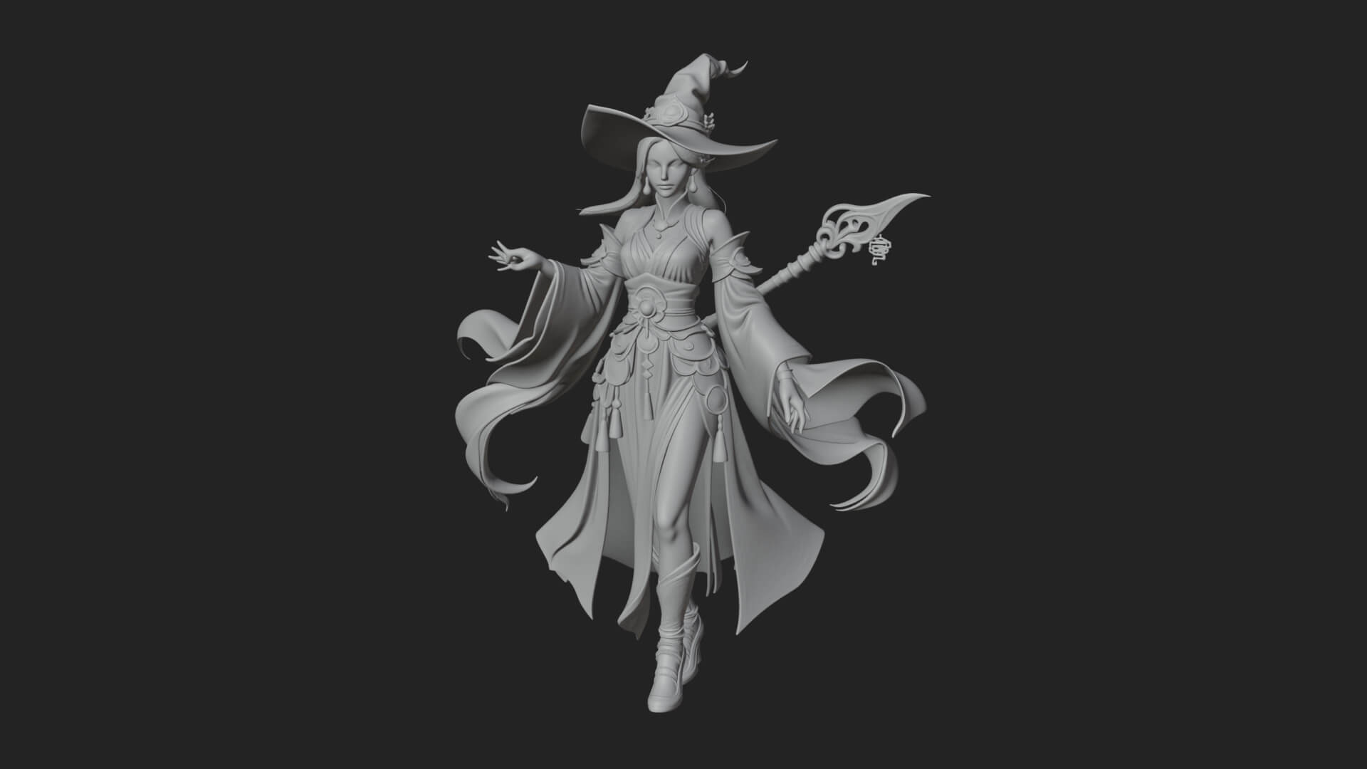 Witch Hat Sorcerer Statue Design 27 3D Print Model 3D Model