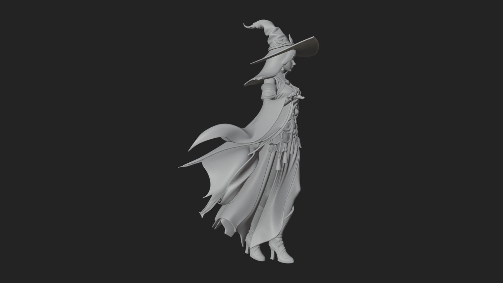 Witch Hat Sorcerer Statue Design 27 3D Print Model 3D Model