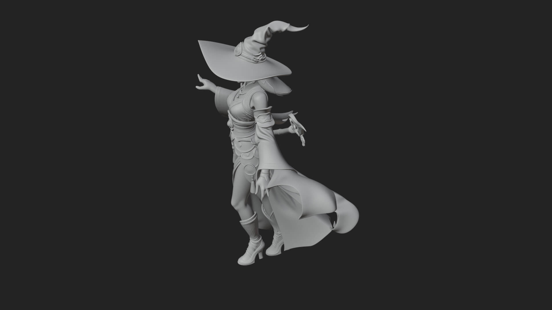 Witch Hat Sorcerer Statue Design 27 3D Print Model 3D Model