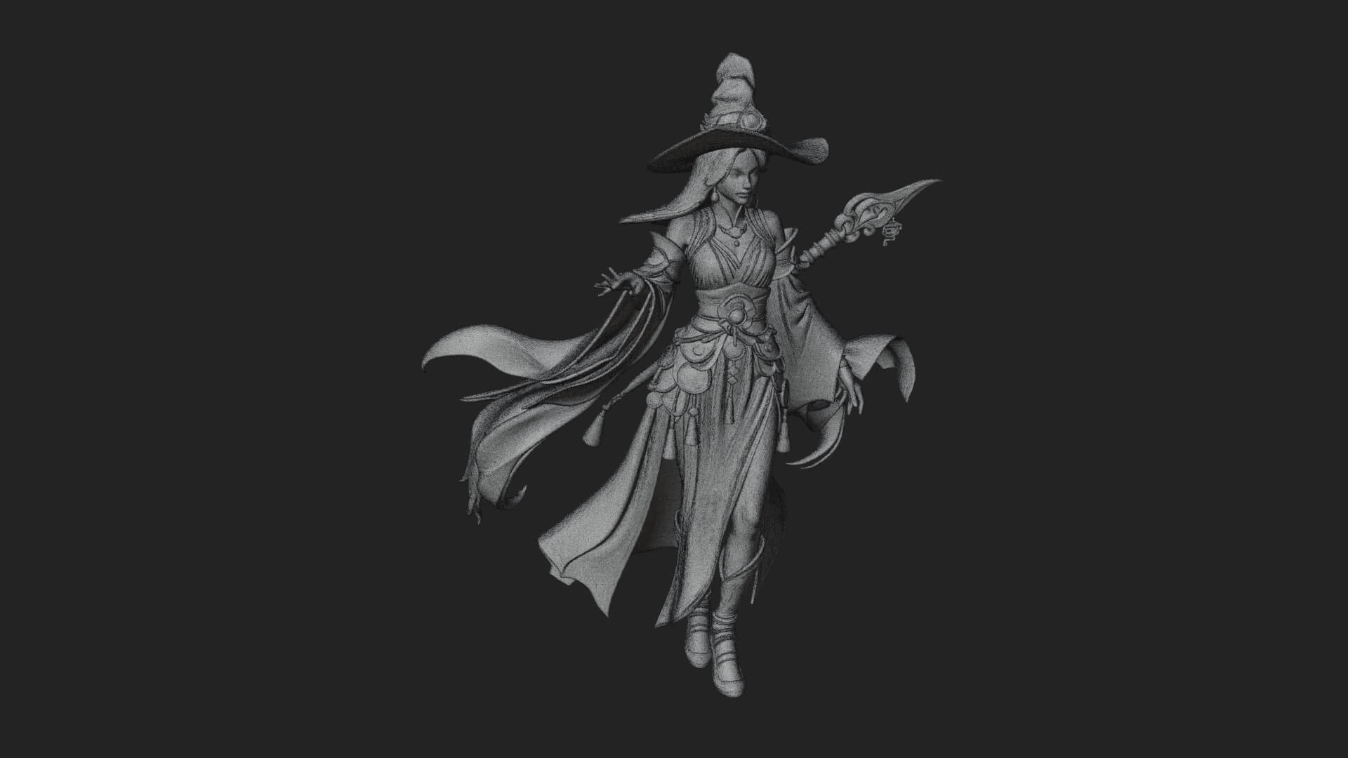 Witch Hat Sorcerer Statue Design 27 3D Print Model 3D Model