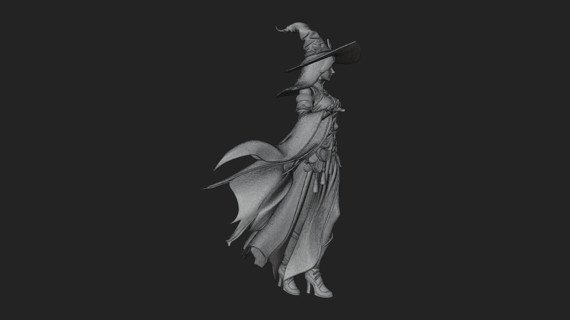 Witch Hat Sorcerer Statue Design 27 3D Print Model 3D Model