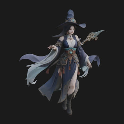 Witch Hat Sorcerer Statue Design 27 3D Print Model