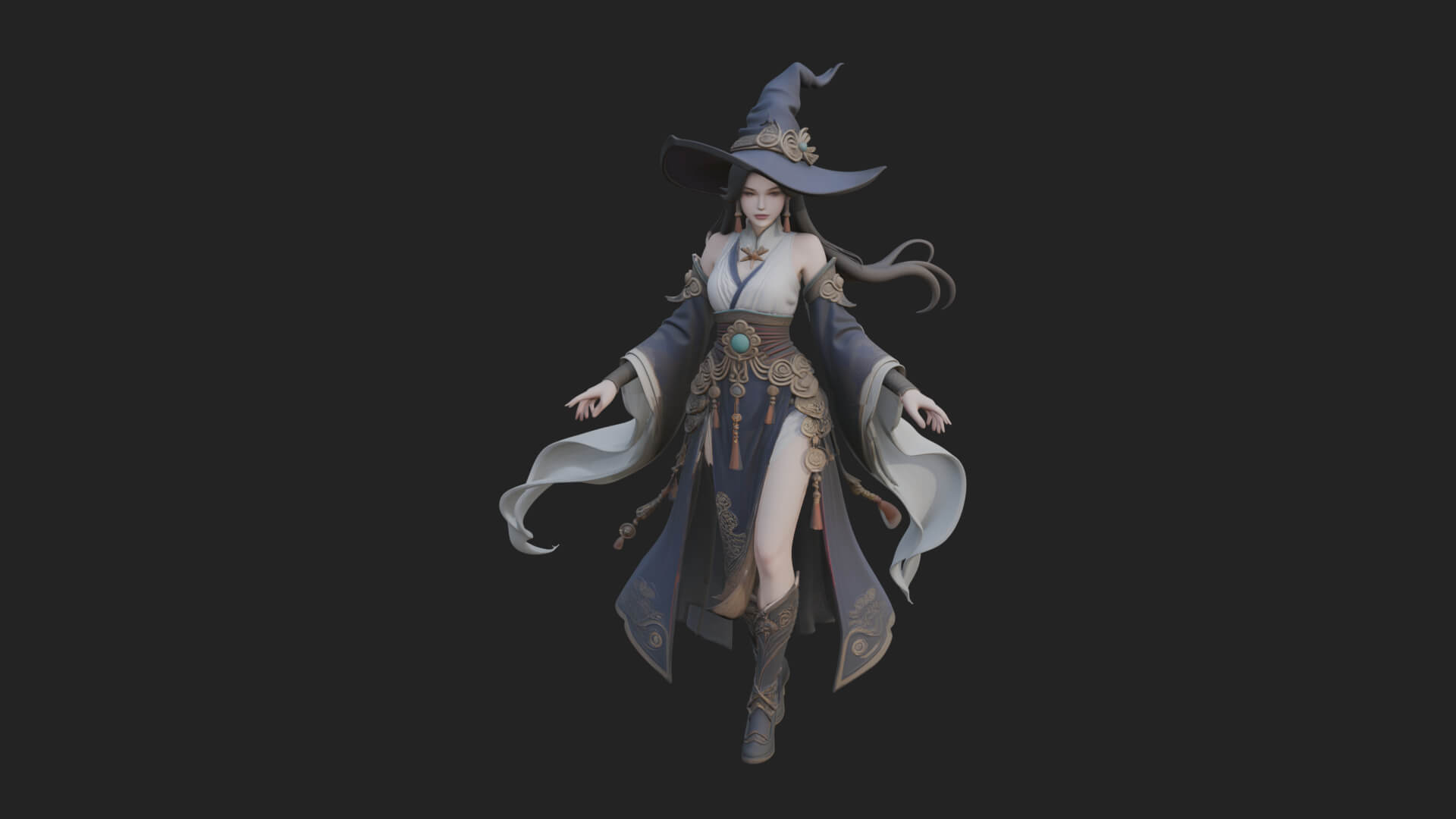 Witch Hat Sorcerer Statue Design 28 3D Print Model 3D Model