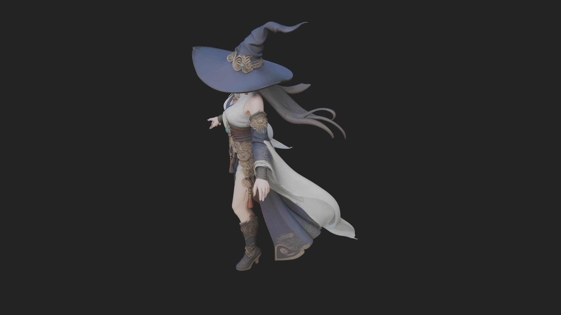 Witch Hat Sorcerer Statue Design 28 3D Print Model 3D Model