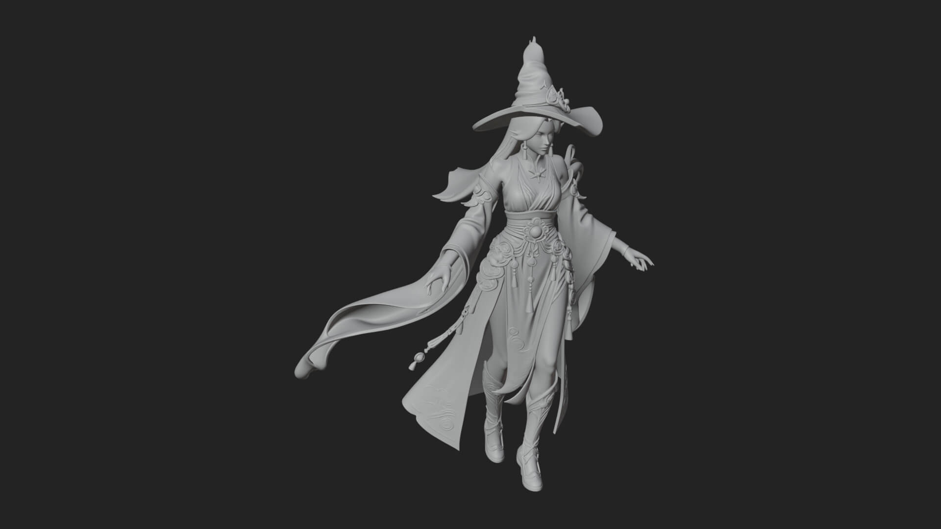 Witch Hat Sorcerer Statue Design 28 3D Print Model 3D Model