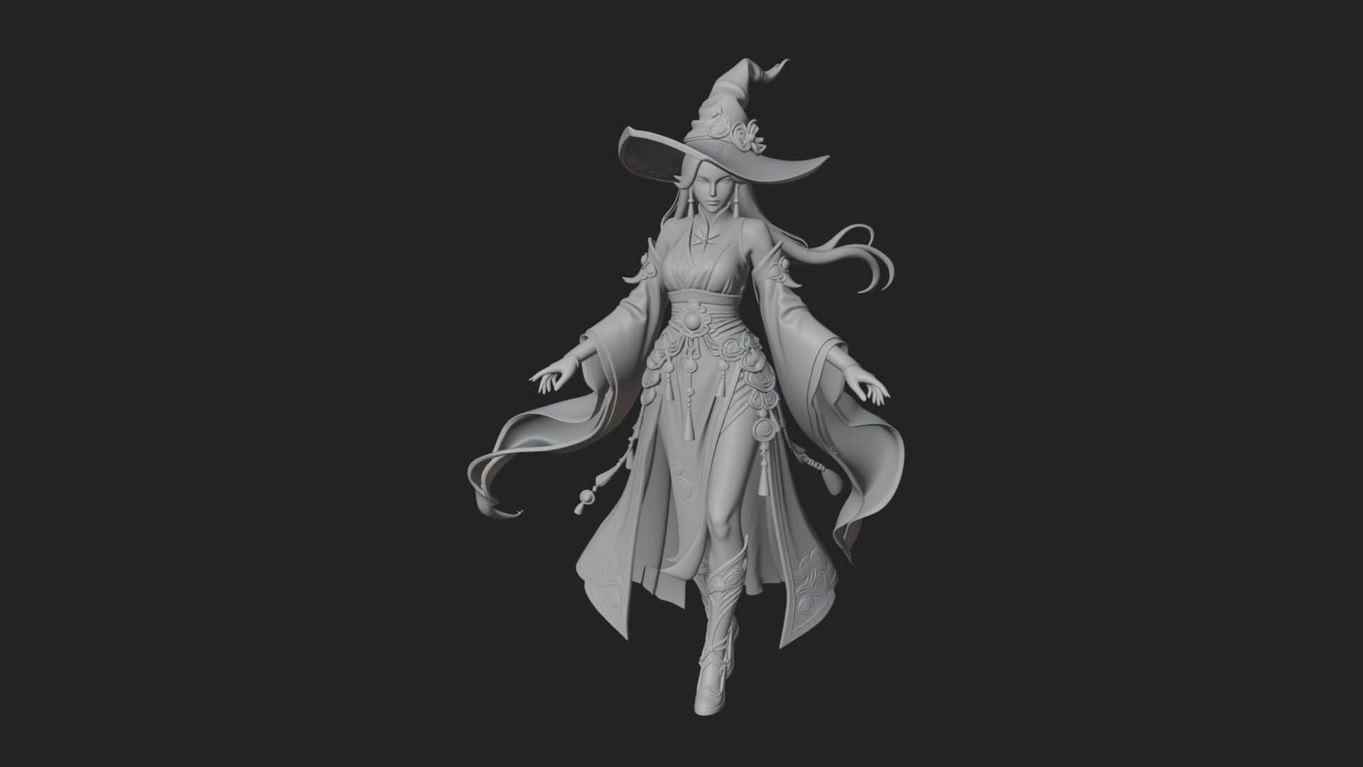 Witch Hat Sorcerer Statue Design 28 3D Print Model 3D Model