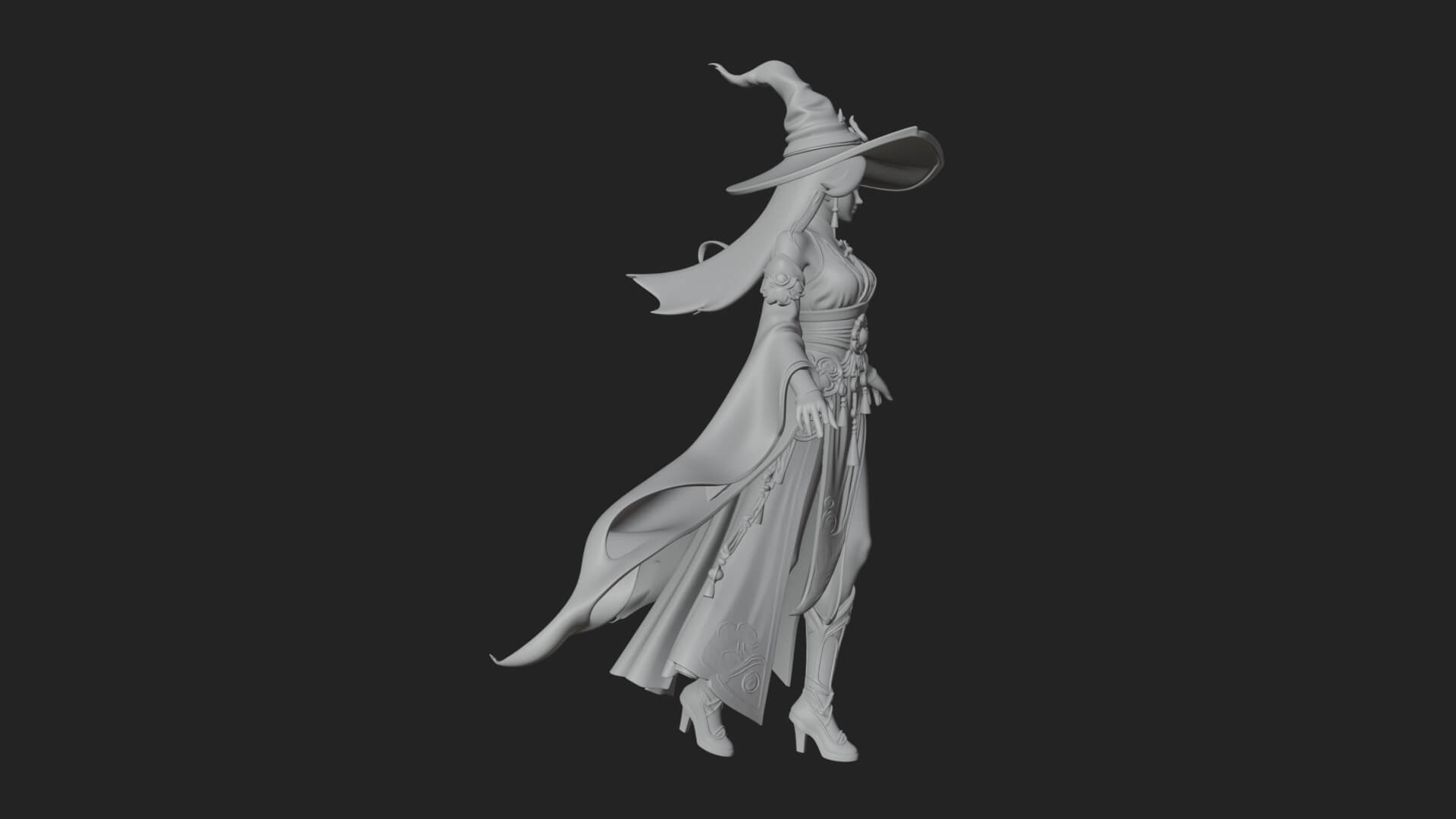 Witch Hat Sorcerer Statue Design 28 3D Print Model 3D Model