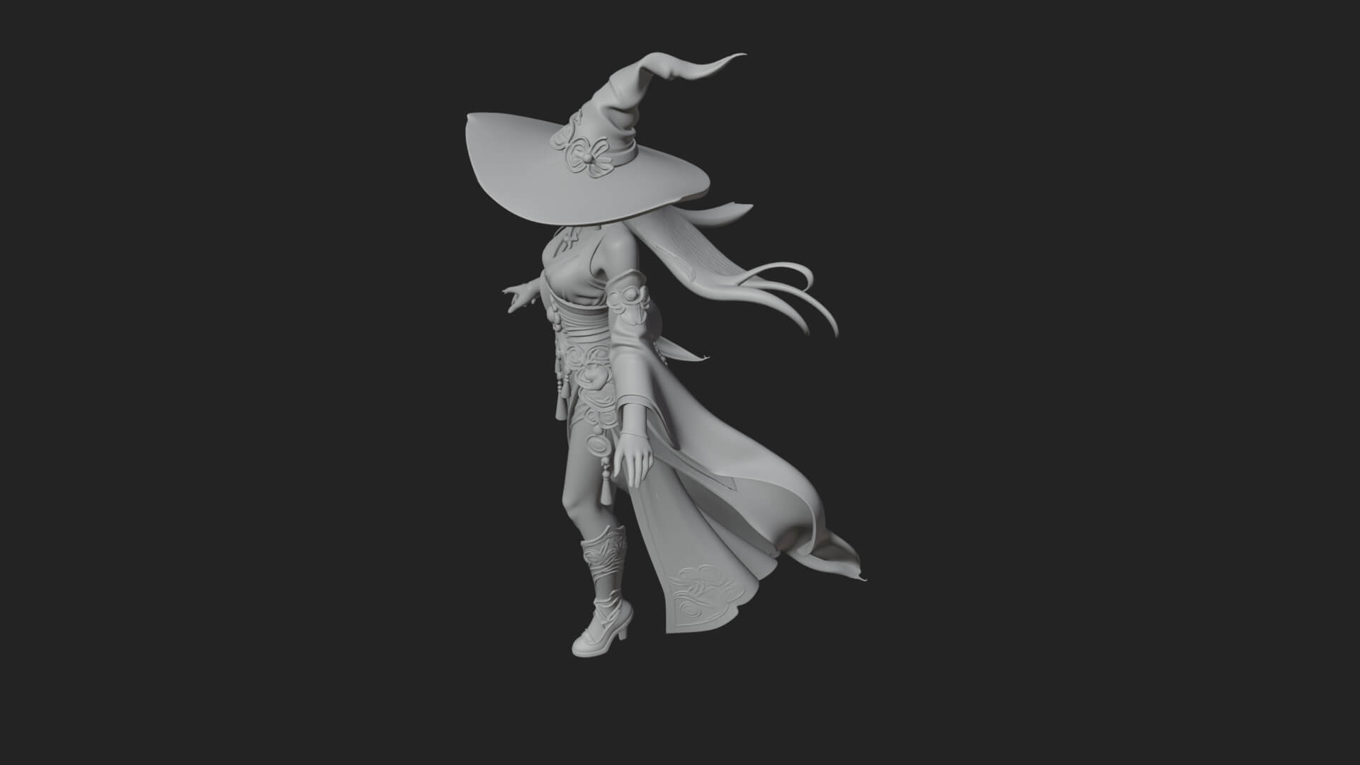 Witch Hat Sorcerer Statue Design 28 3D Print Model 3D Model