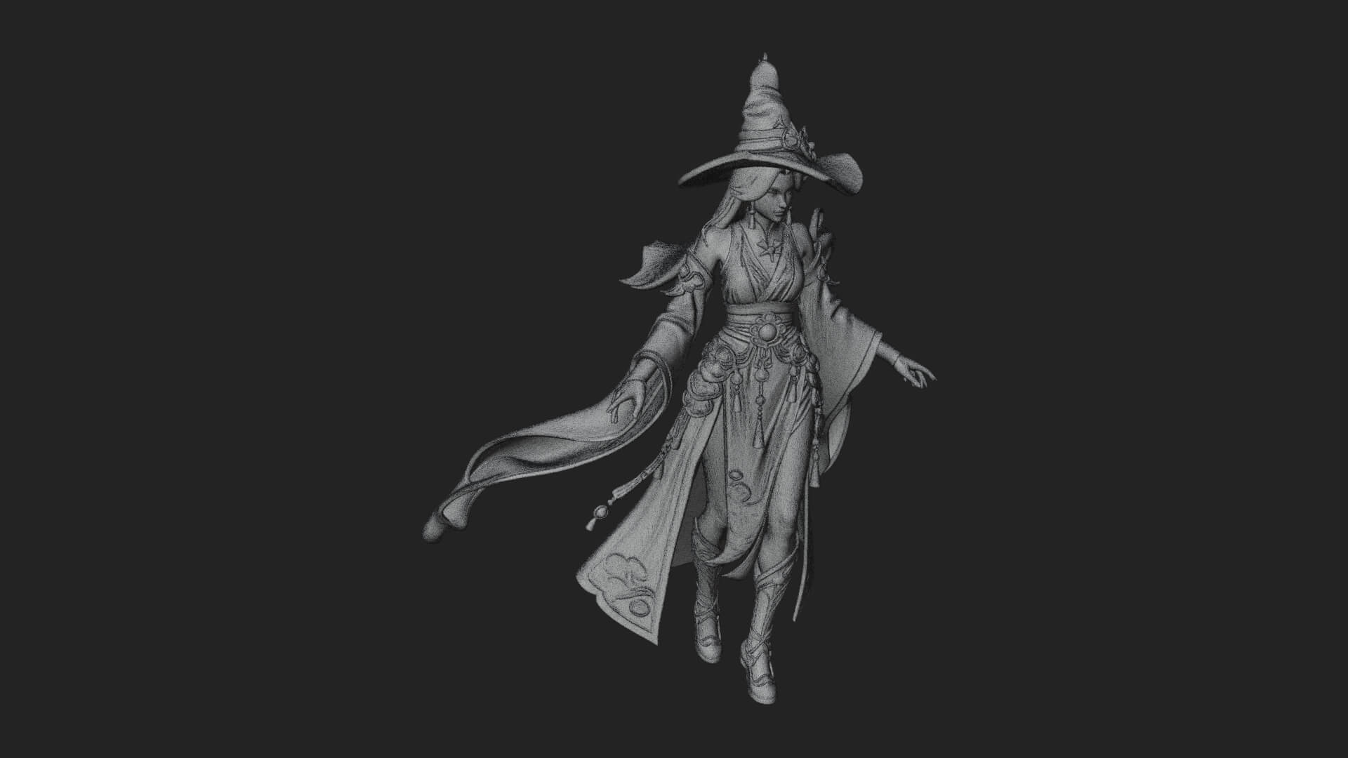Witch Hat Sorcerer Statue Design 28 3D Print Model 3D Model