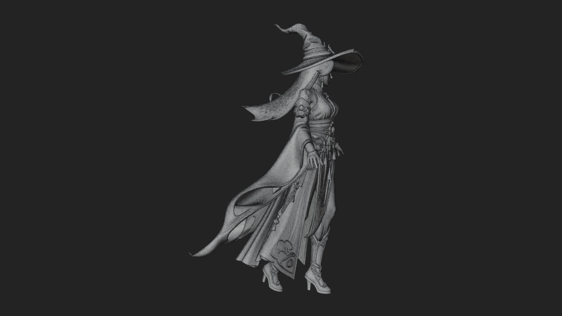 Witch Hat Sorcerer Statue Design 28 3D Print Model 3D Model