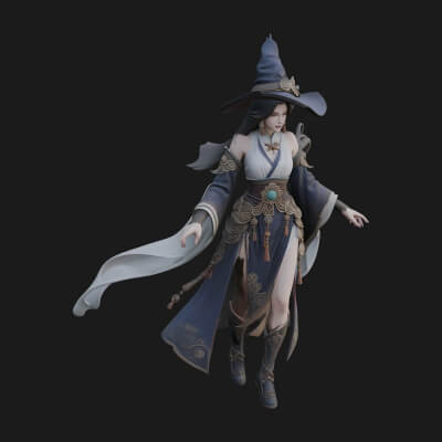 Witch Hat Sorcerer Statue Design 28 3D Print Model