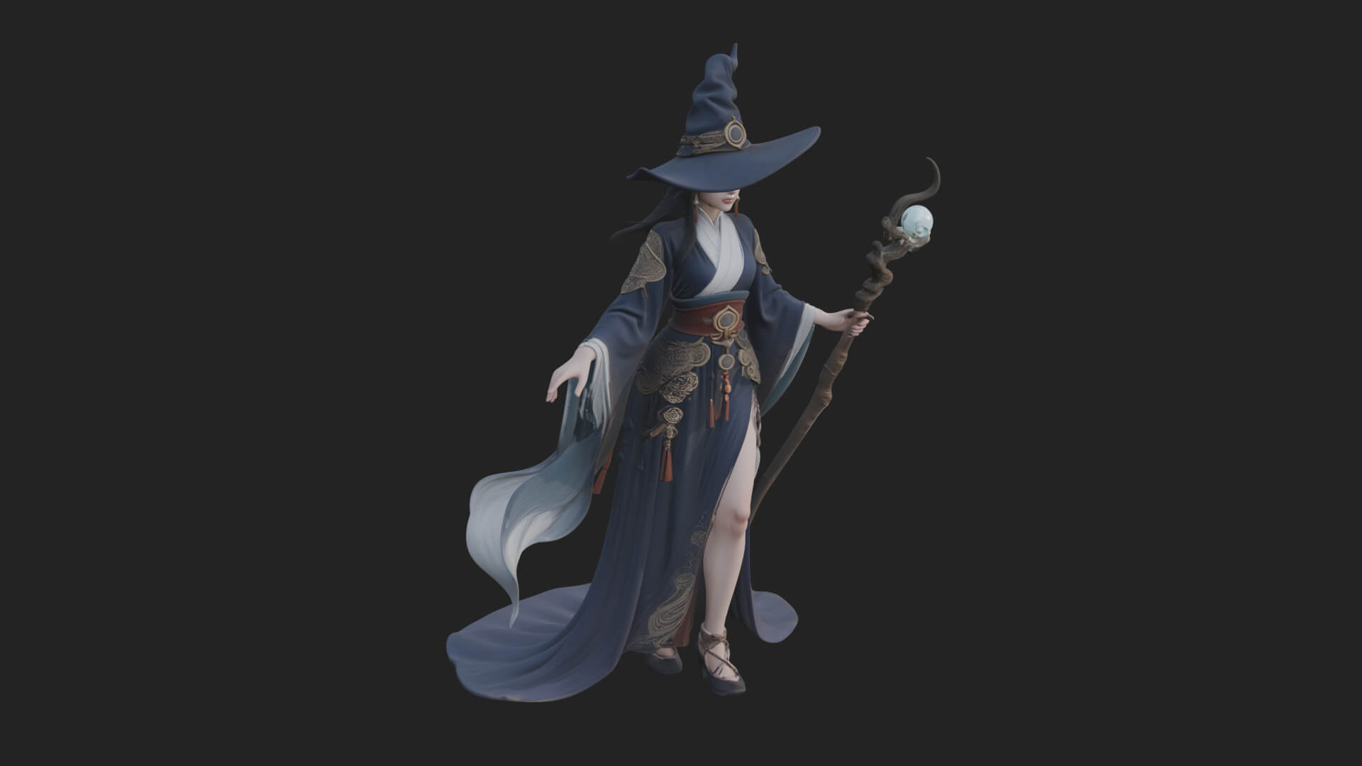 Witch Hat Sorcerer Statue Design 29 3D Print Model 3D Model