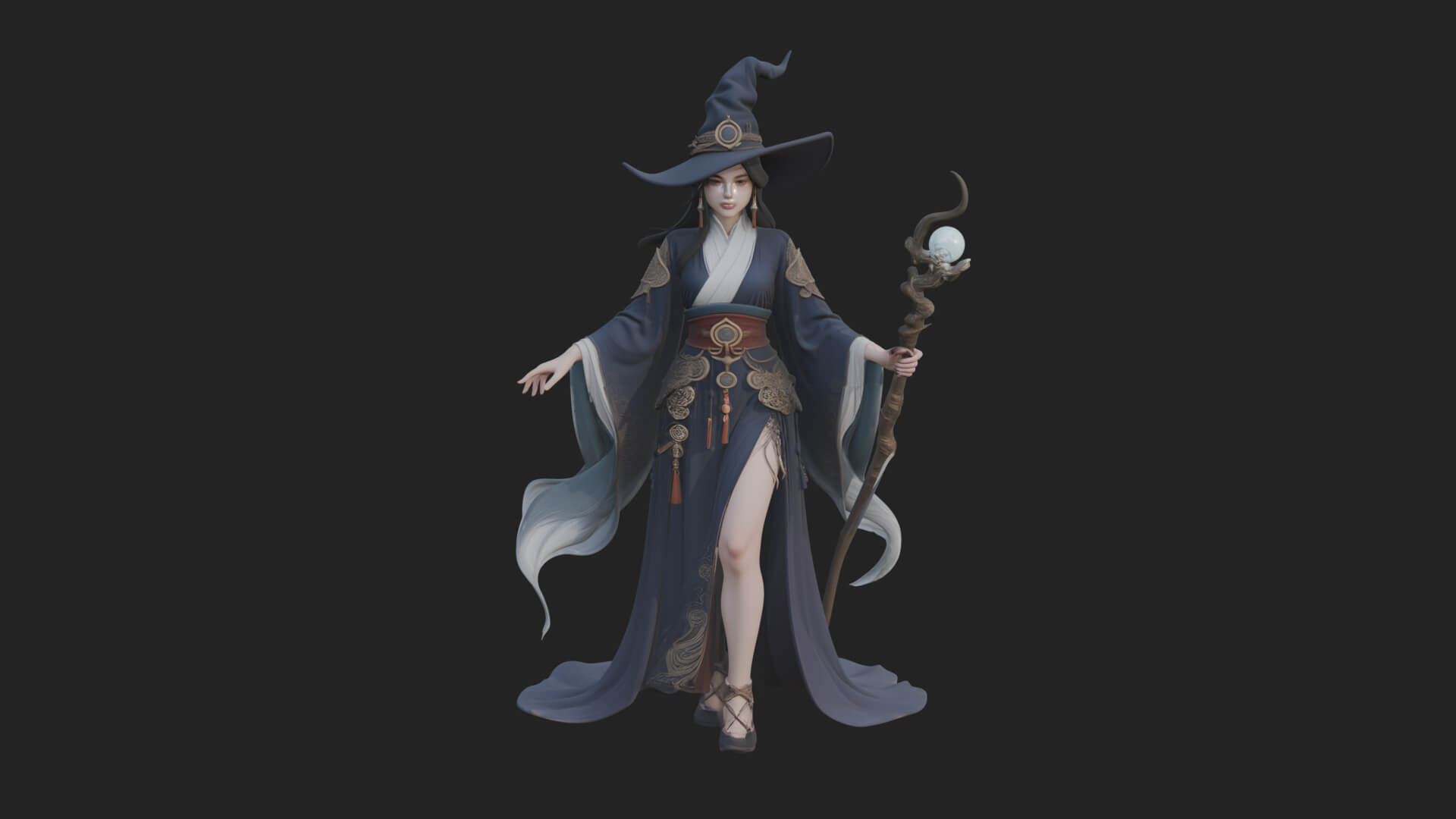 Witch Hat Sorcerer Statue Design 29 3D Print Model 3D Model