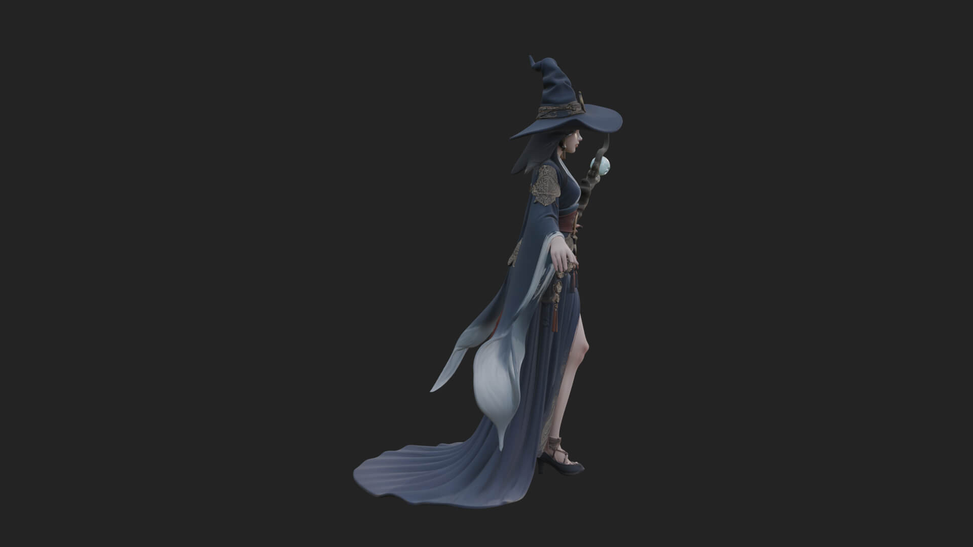Witch Hat Sorcerer Statue Design 29 3D Print Model 3D Model