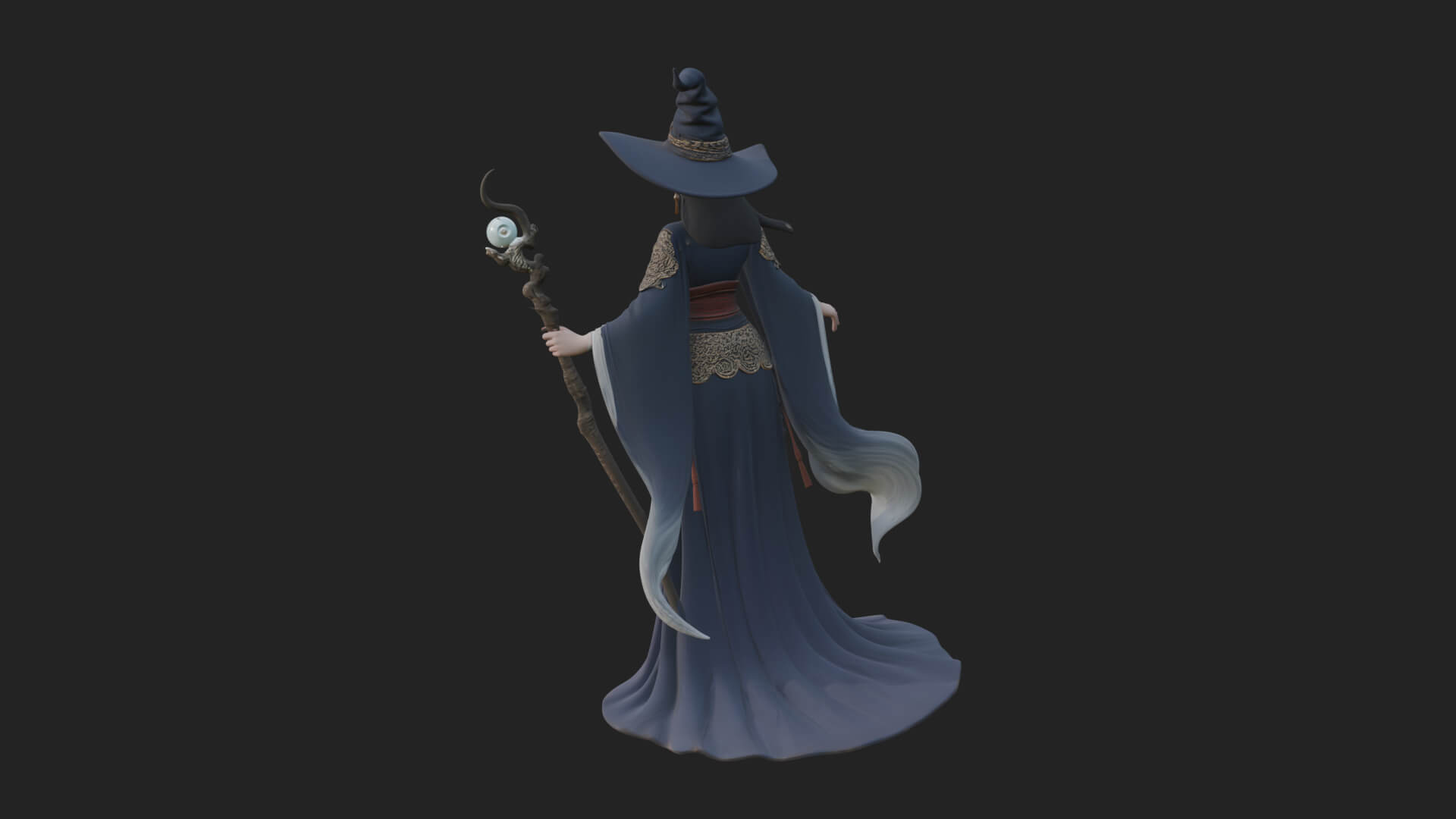 Witch Hat Sorcerer Statue Design 29 3D Print Model 3D Model
