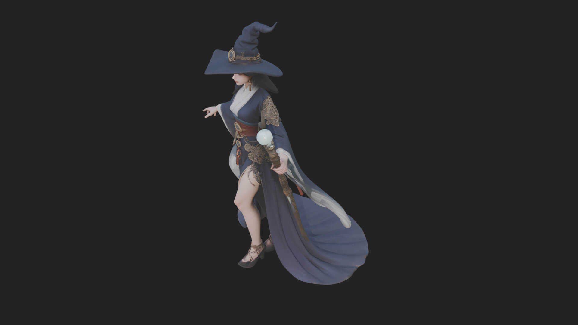 Witch Hat Sorcerer Statue Design 29 3D Print Model 3D Model