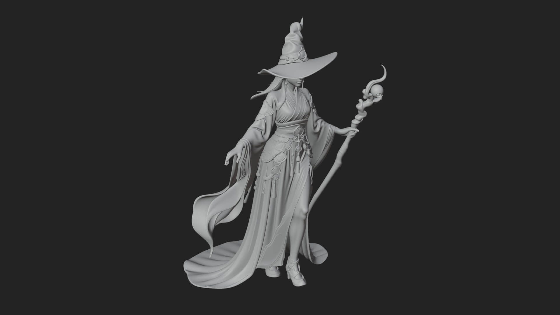 Witch Hat Sorcerer Statue Design 29 3D Print Model 3D Model