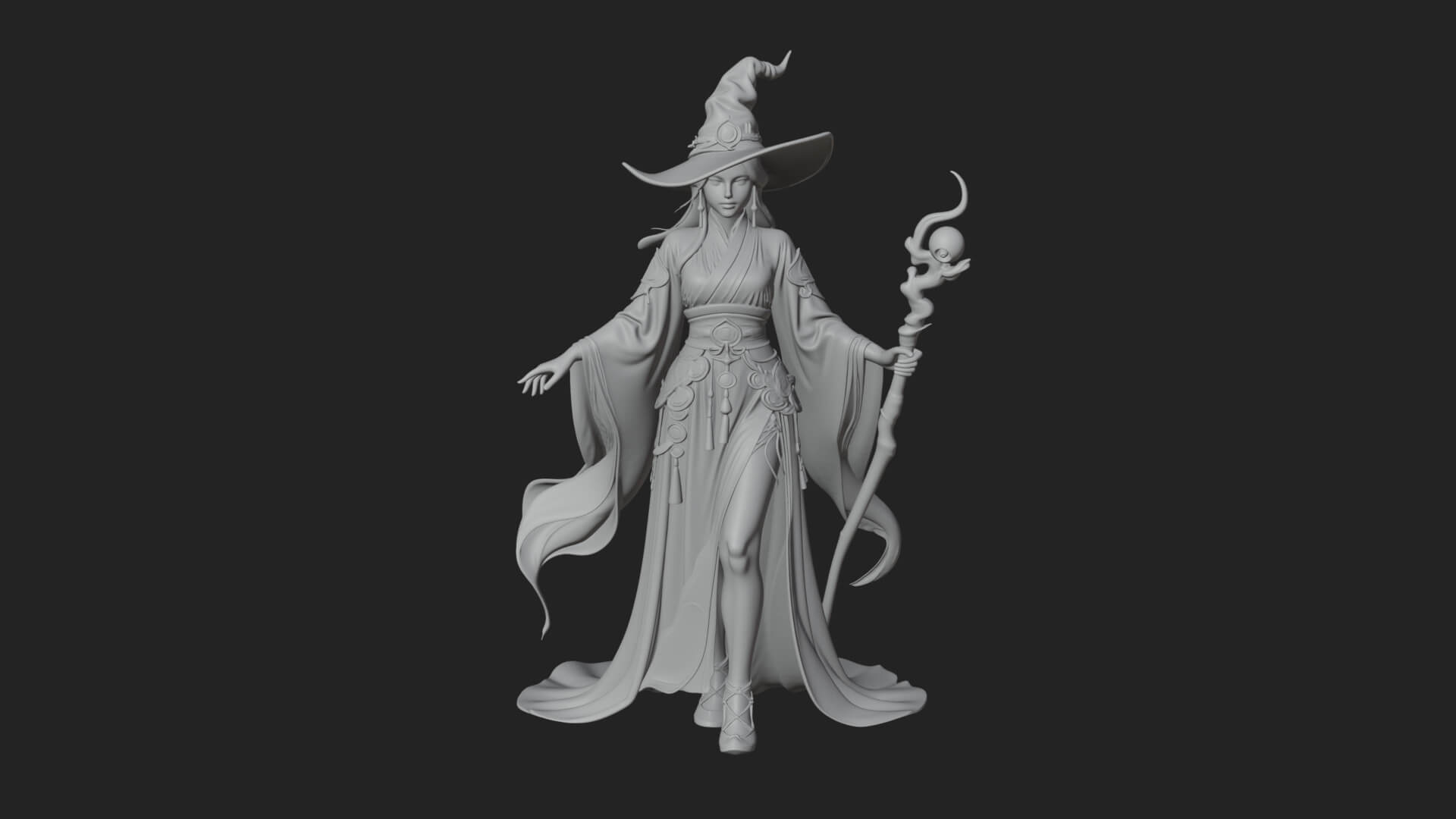 Witch Hat Sorcerer Statue Design 29 3D Print Model 3D Model