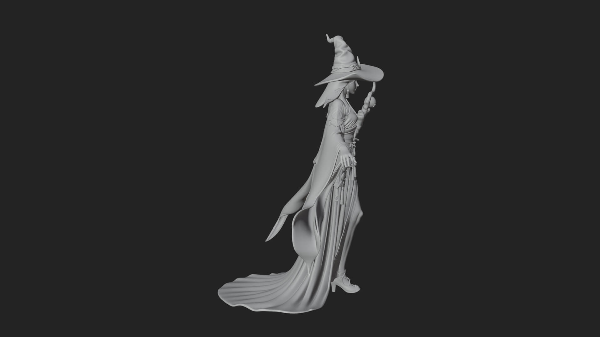Witch Hat Sorcerer Statue Design 29 3D Print Model 3D Model
