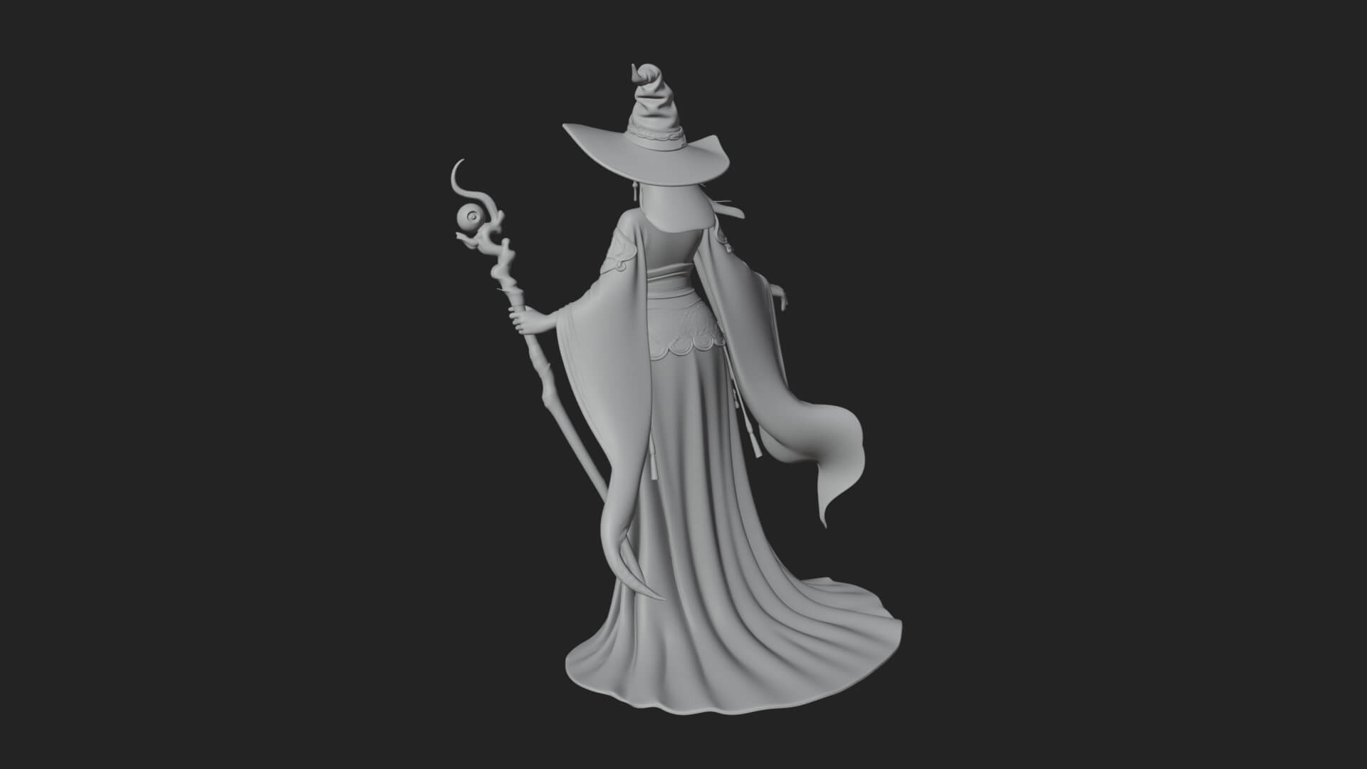 Witch Hat Sorcerer Statue Design 29 3D Print Model 3D Model