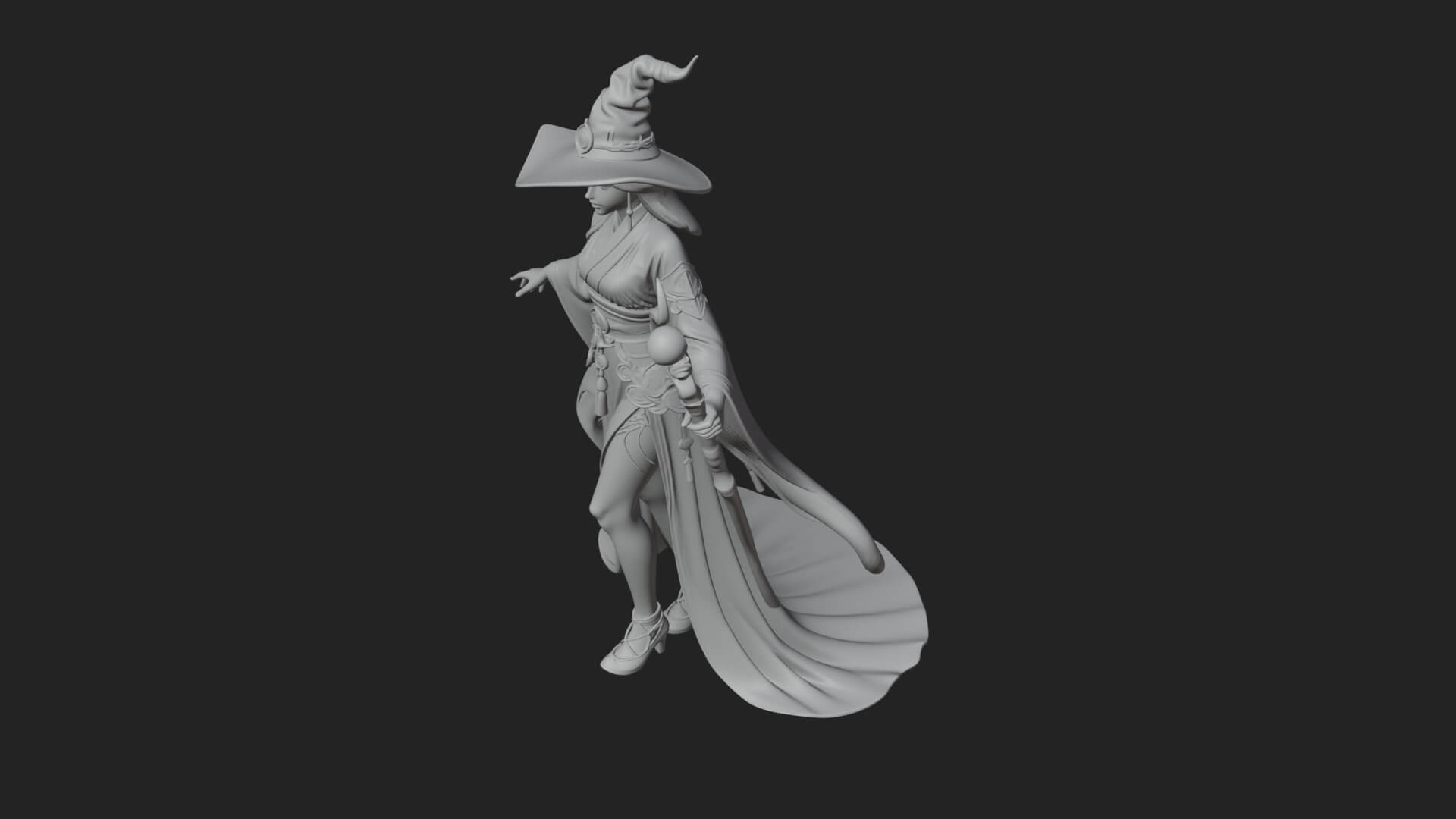 Witch Hat Sorcerer Statue Design 29 3D Print Model 3D Model