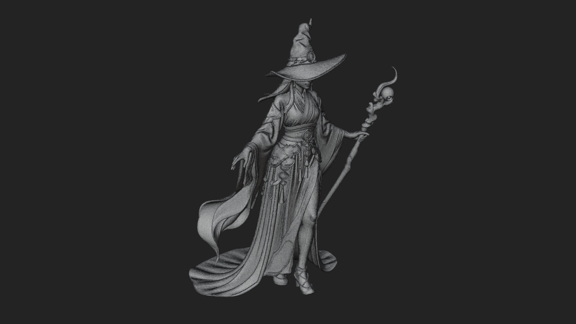Witch Hat Sorcerer Statue Design 29 3D Print Model 3D Model