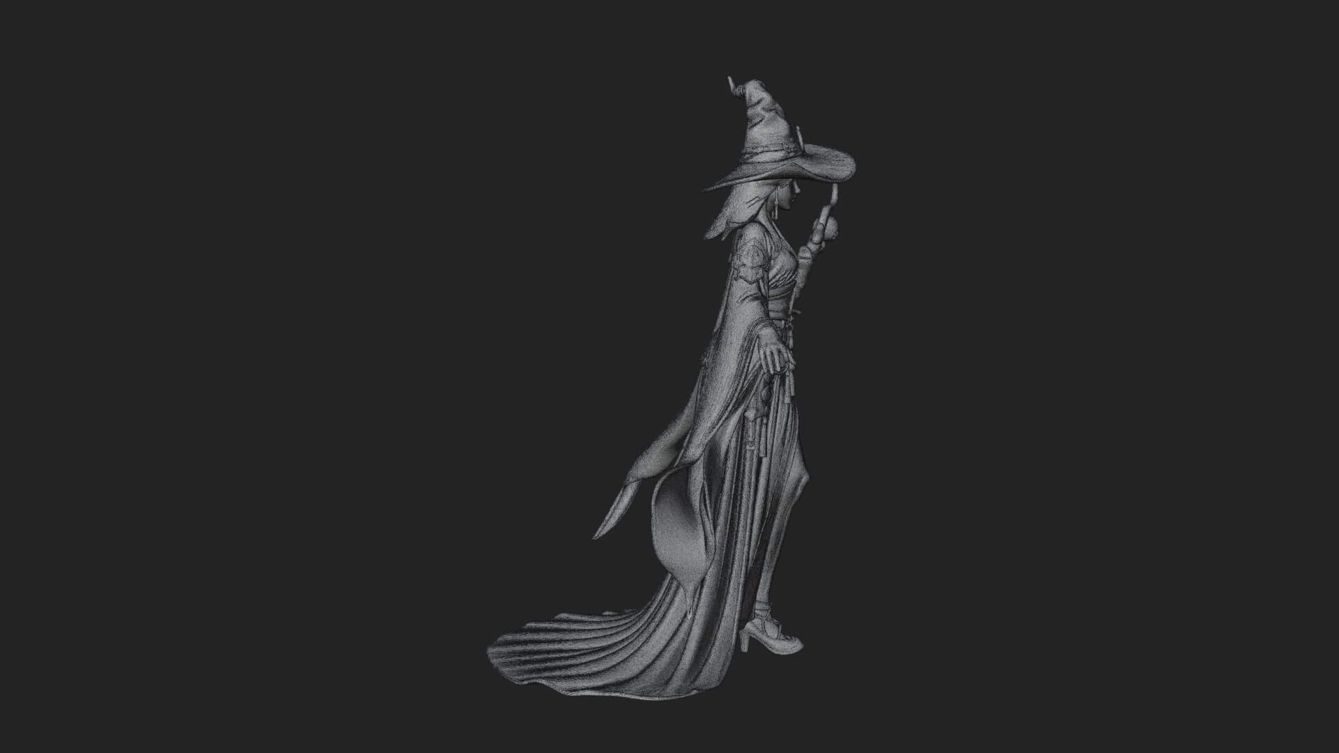 Witch Hat Sorcerer Statue Design 29 3D Print Model 3D Model